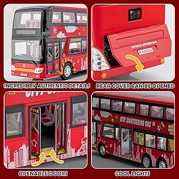 Amazon.com: 1/42 Diecast Bus Toys Cars, Metal Double Decker